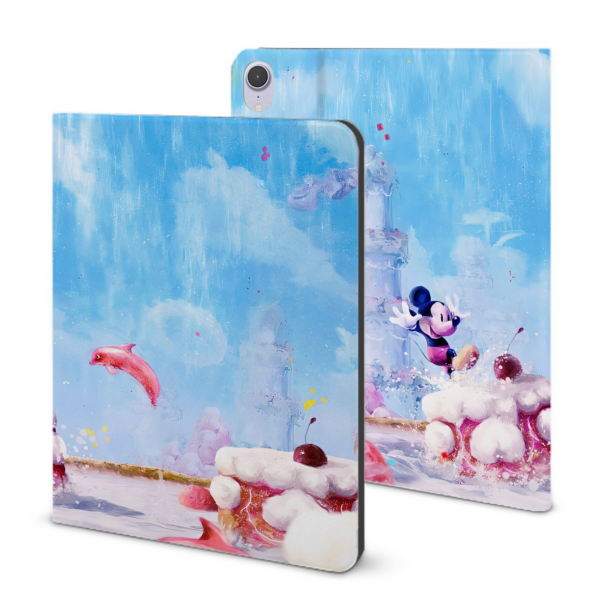 （画像用） ミッキーマウス Mickey Mouse IPad ケース ブック型 PUレザー TPU 耐衝撃 軽量 薄型 ペン収納なし 全面保護 IPad 各モデル対応